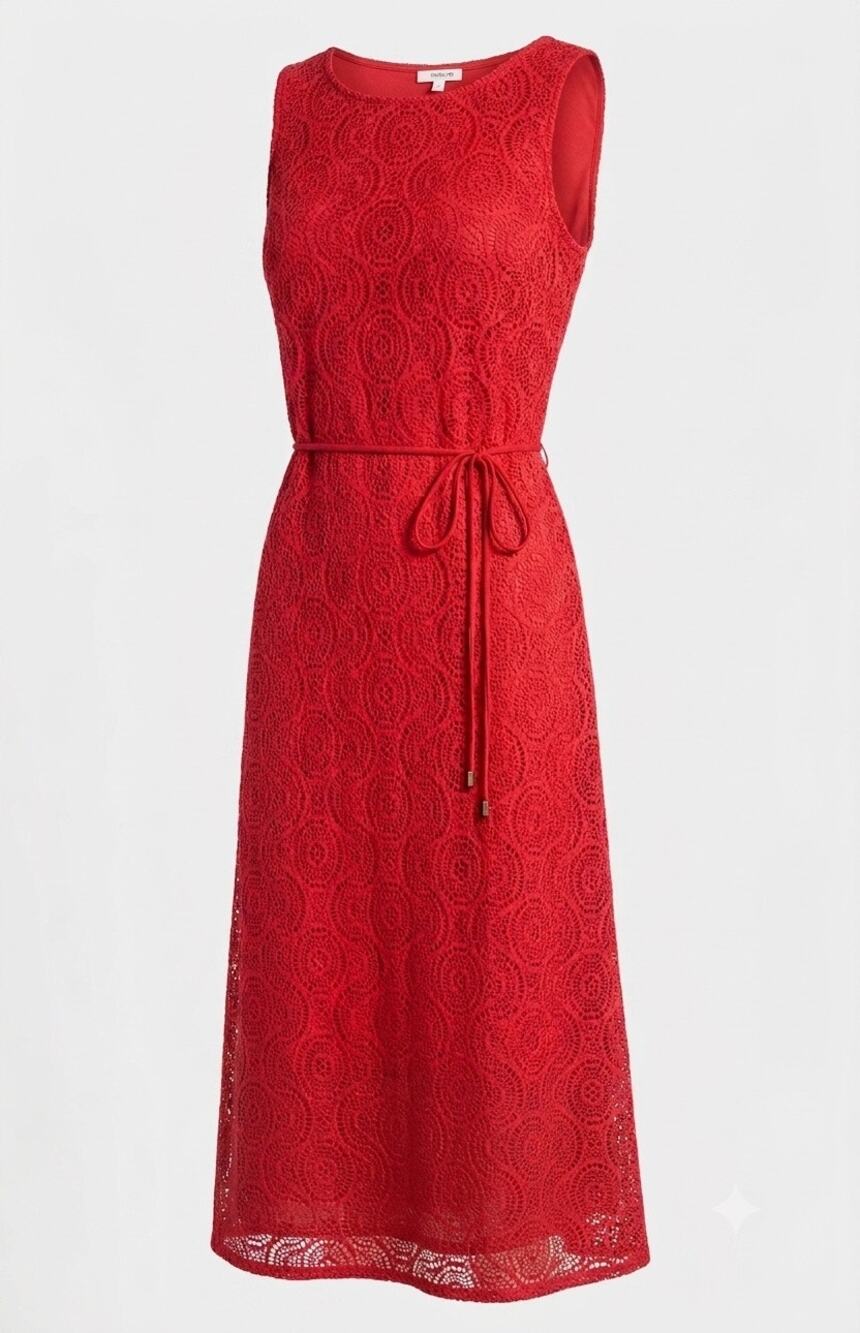 Studio One New York Red Lace Overlay Maxi Dress Size Large NWT Siren Coquette